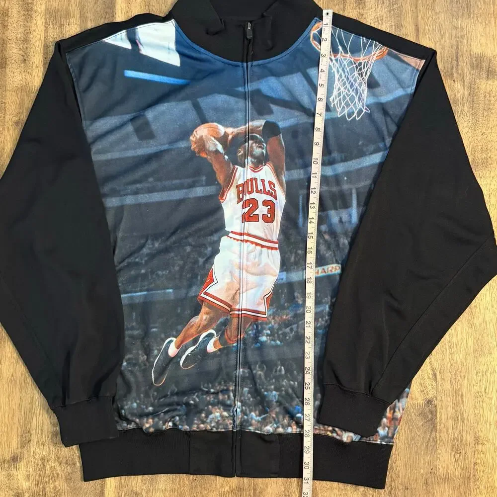 SMX Michael Jordan Bomber Jacket Y2K Chicago Bulls Basketball Black Unisex 2XL
